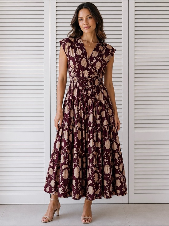 Anthropologie Dresses & Skirts - Anthropologie maxi burgundy dress smocked fall cottage romantic vintage NWT XL